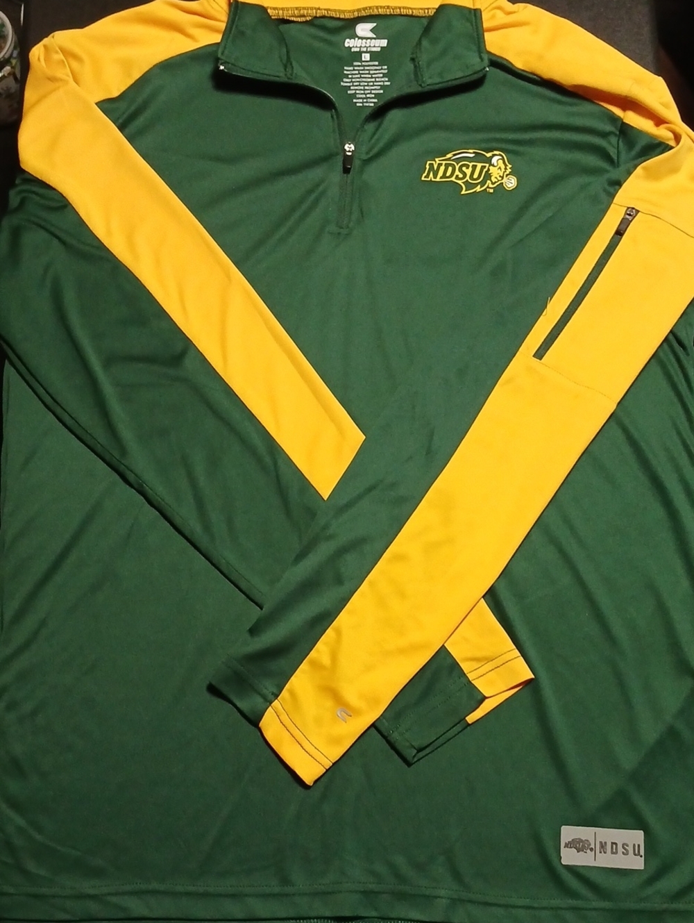 Colosseum Green and Yellow NDSU Quarter-Zip Pullover